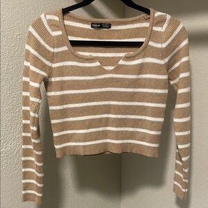 SHEIN Tan and White Striped Knit Top